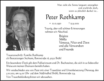 Anzeige von Peter Rothkamp von  Schlossbote/Werbekurier 