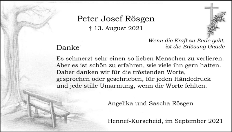 Traueranzeige für Peter Josef Rösgen vom 24.09.2021 aus  Extra Blatt 