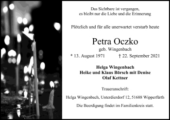 Anzeige von Petra Oczko von Kölner Stadt-Anzeiger / Kölnische Rundschau / Express