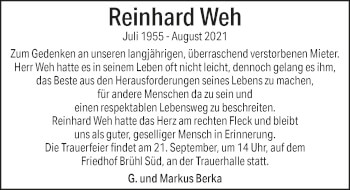 Anzeige von Reinhard Weh von  Schlossbote/Werbekurier 