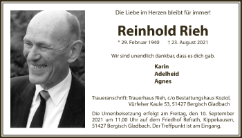 Anzeige von Reinhold Rieh von  Bergisches Handelsblatt 