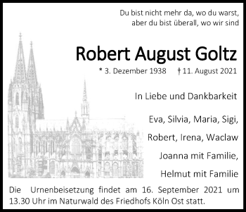 Anzeige von Robert August Goltz von Kölner Stadt-Anzeiger / Kölnische Rundschau / Express