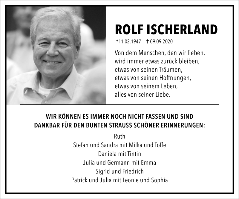  Traueranzeige für Rolf Ischerland vom 11.09.2021 aus Kölner Stadt-Anzeiger / Kölnische Rundschau / Express