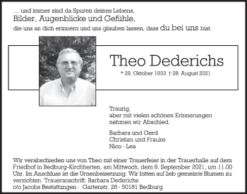 Anzeige von Theo Dederichs von  Werbepost 