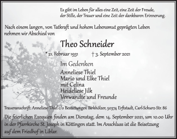 Anzeige von Theo Schneider von  Werbepost 