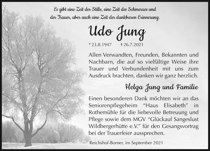  Traueranzeige für Udo Jung vom 10.09.2021 aus  Anzeigen Echo  Lokalanzeiger 