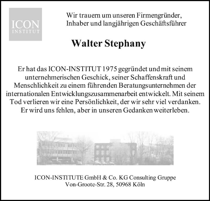  Traueranzeige für Walter Stephany vom 25.09.2021 aus Kölner Stadt-Anzeiger / Kölnische Rundschau / Express