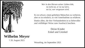 Anzeige von Wilhelm Meyer von  Schlossbote/Werbekurier 
