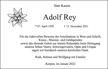 Anzeige von Adolf Rey von  Werbepost 