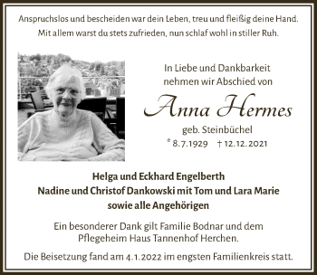Anzeige von Anna Hermes von  Lokalanzeiger 