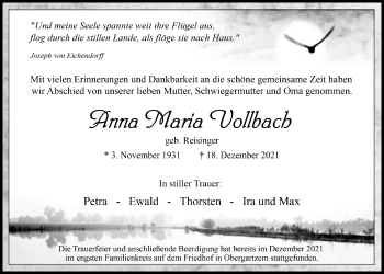 Anzeige von Anna Maria Vollbach von  Blickpunkt Euskirchen 