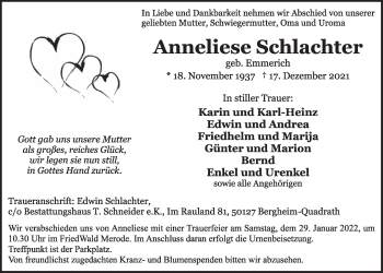 Anzeige von Anneliese Schlachter von  Werbepost 