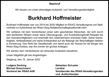 Anzeige von Burkhard Hoffmeister von Kölner Stadt-Anzeiger / Kölnische Rundschau / Express