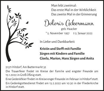 Anzeige von Doloris Ackermann von  Lokale Informationen 