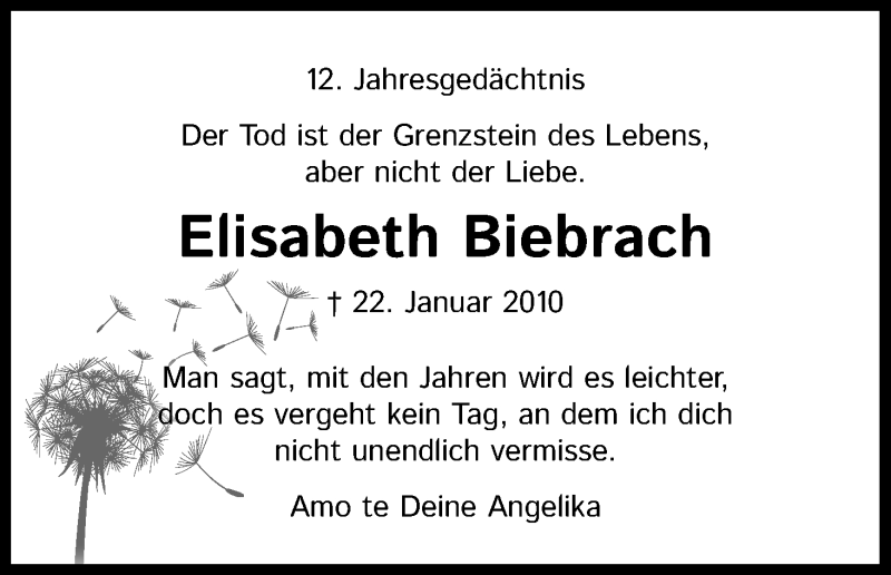  Traueranzeige für Elisabeth Biebrach vom 18.07.2023 aus Kölner Stadt-Anzeiger / Kölnische Rundschau / Express