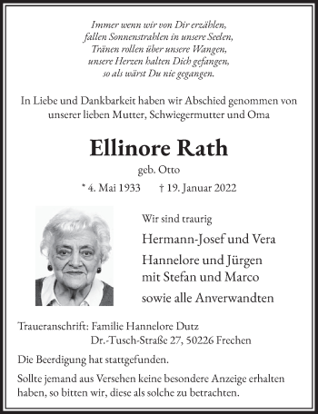 Anzeige von Ellinore Rath von  Wochenende 