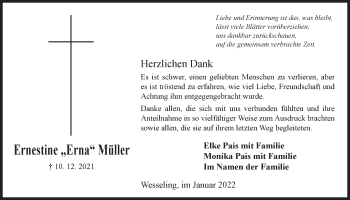 Anzeige von Ernestine Müller von  Schlossbote/Werbekurier 