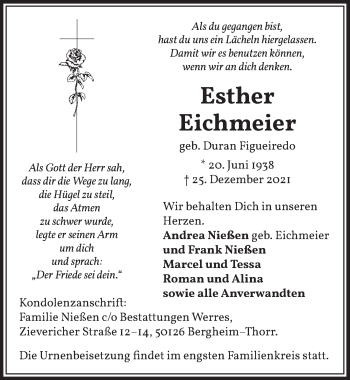 Anzeige von Esther Eichmeier von  Wochenende 