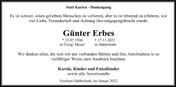 Anzeige von Günter Erbes von Kölner Stadt-Anzeiger / Kölnische Rundschau / Express