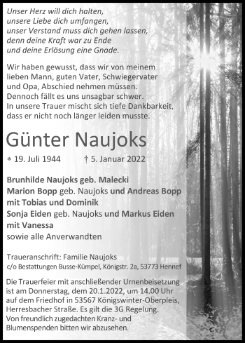Anzeige von Günter Naujoks von Kölner Stadt-Anzeiger / Kölnische Rundschau / Express