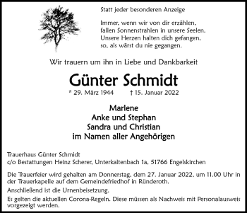 Anzeige von Günter Schmidt von  Anzeigen Echo 