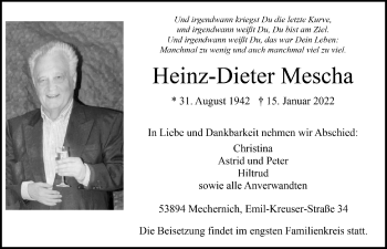 Anzeige von Heinz-Dieter Mescha von  Blickpunkt Euskirchen 