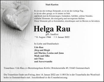 Anzeige von Helga Rau von  Anzeigen Echo 
