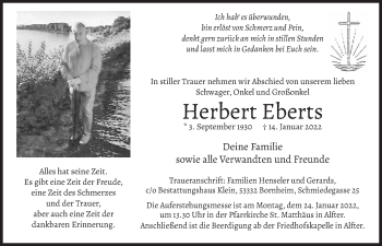 Anzeige von Herbert Eberts von  Schaufenster/Blickpunkt 