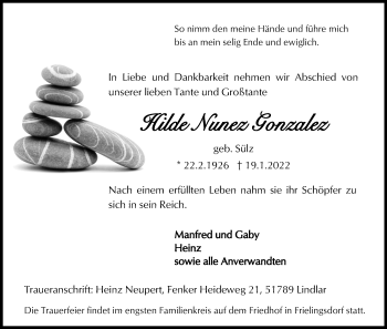 Anzeige von Hilde Nunez Gonzalez von Kölner Stadt-Anzeiger / Kölnische Rundschau / Express
