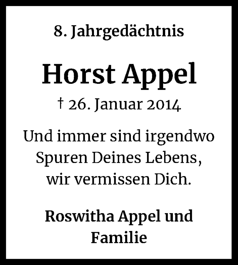  Traueranzeige für Horst Appel vom 18.07.2023 aus Kölner Stadt-Anzeiger / Kölnische Rundschau / Express