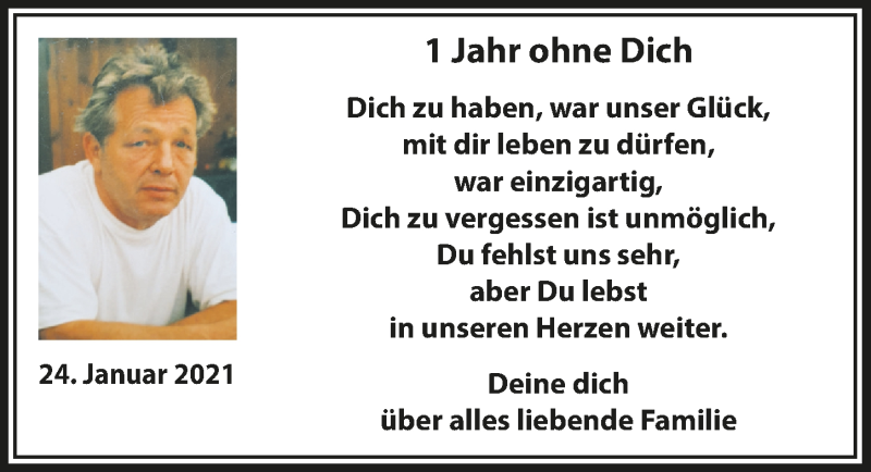 Traueranzeige für Jahr ohne Dich vom 21.01.2022 aus  Lokalanzeiger 