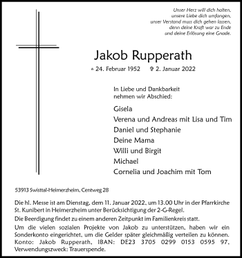 Anzeige von Jakob Rupperath von Kölner Stadt-Anzeiger / Kölnische Rundschau / Express