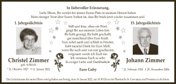 Anzeige von Johann Zimmer von  Schlossbote/Werbekurier 
