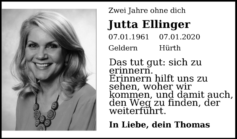  Traueranzeige für Jutta Ellinger vom 08.01.2022 aus Kölner Stadt-Anzeiger / Kölnische Rundschau / Express