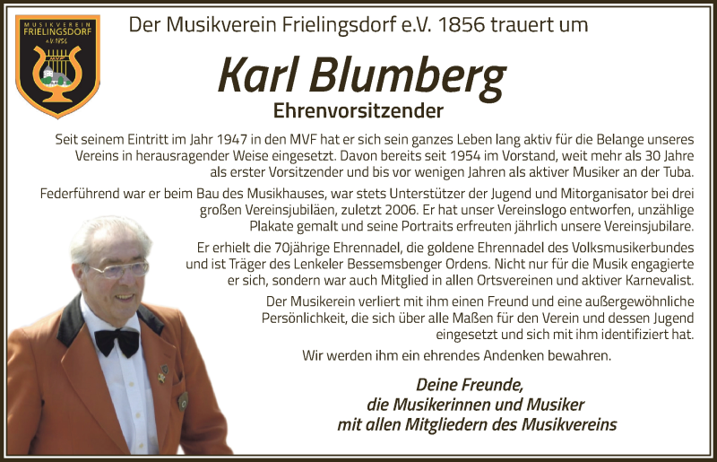  Traueranzeige für Karl Blumberg vom 14.01.2022 aus  Anzeigen Echo 