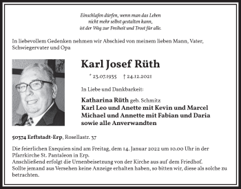 Anzeige von Karl Josef Rüth von  Werbepost 