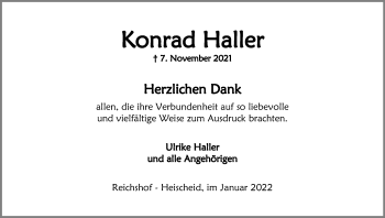 Anzeige von Konrad Haller von Kölner Stadt-Anzeiger / Kölnische Rundschau / Express
