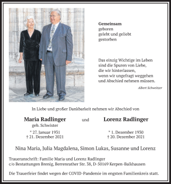 Anzeige von Lorenz Radlinger von  Werbepost 
