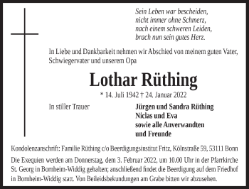 Anzeige von Lothar Rüthing von  Schlossbote/Werbekurier 