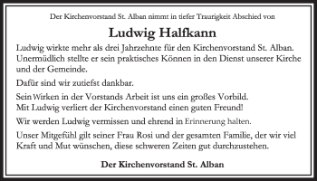 Anzeige von Ludwig Halfkann von  Werbepost 