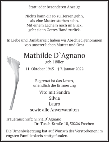Anzeige von Mathilde DAgnano von  Wochenende 