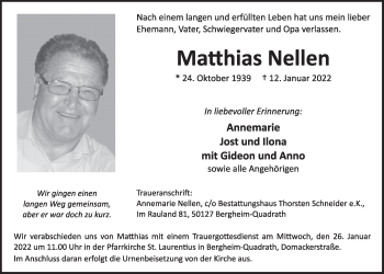 Anzeige von Matthias Nellen von  Werbepost 