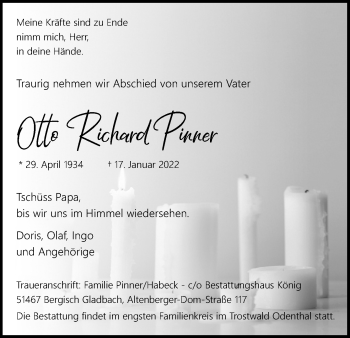 Anzeige von Otto Richard Pinner von Kölner Stadt-Anzeiger / Kölnische Rundschau / Express