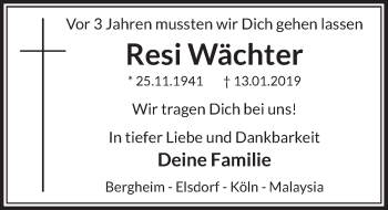 Anzeige von Resi Wächter von  Werbepost 