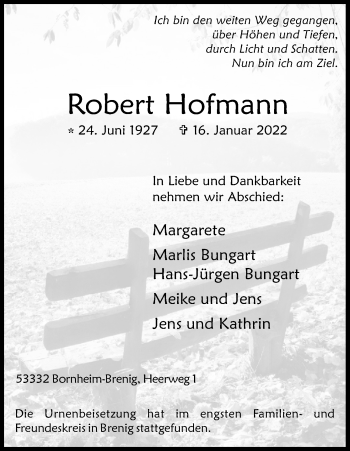 Anzeige von Robert Hofmann von Kölner Stadt-Anzeiger / Kölnische Rundschau / Express