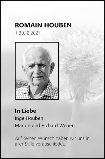 Anzeige von Romain Houben von  Blickpunkt Euskirchen 
