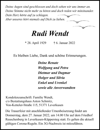 Anzeige von Rudi Wendt von  Lokale Informationen 