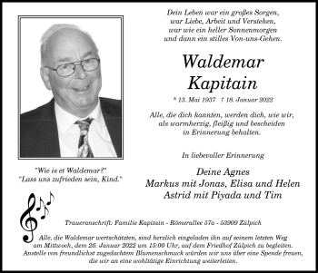 Anzeige von Waldemar Kapitain von  Blickpunkt Euskirchen 