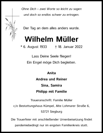Anzeige von Wilhelm Müller von Kölner Stadt-Anzeiger / Kölnische Rundschau / Express