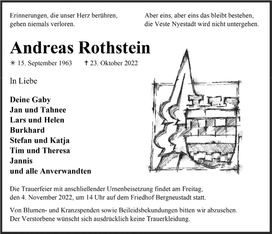 Anzeige von Andreas Rothstein von  Anzeigen Echo 